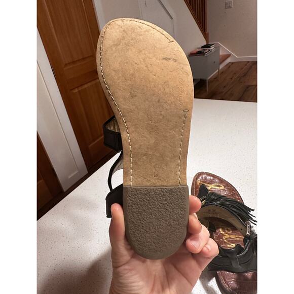 Sam Edelman Black Tassle Embroidered Gladiator Thong Sandals. Women's 6 Eur 36 - Picture 5 of 7